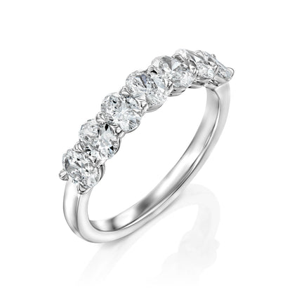 7 Stone 1.5ct Emilinda Oval Cut Moissanite Ring - Silver