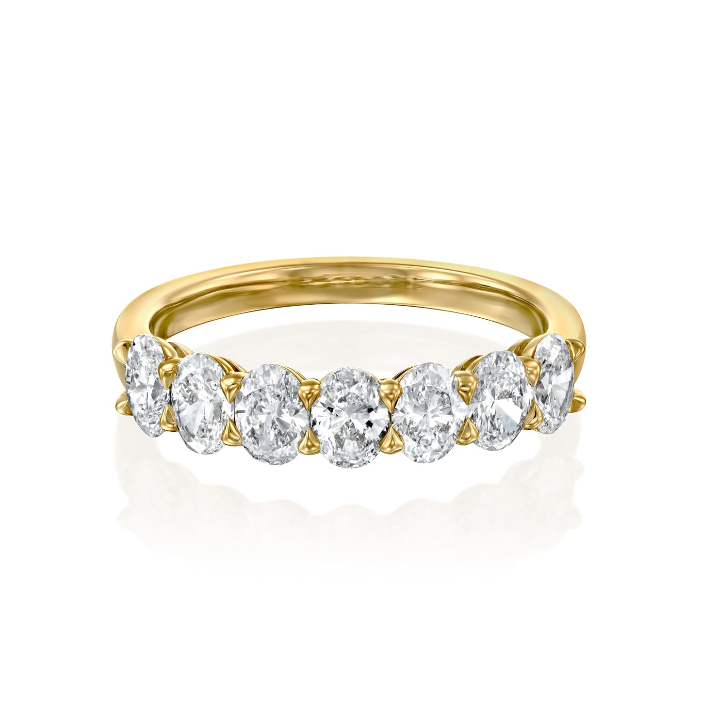 7 Stone 1.5ct Emilinda Oval Cut Moissanite Ring - Gold