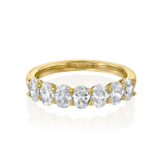 7 Stone 1.5ct Emilinda Oval Cut Moissanite Ring - Gold