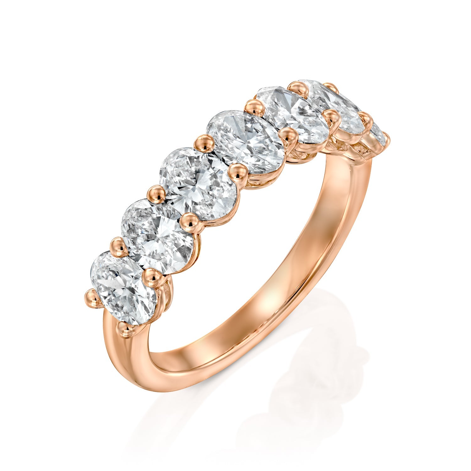 7 Stone 2ct Tatiana Oval Cut Moissanite Ring - Rose Gold