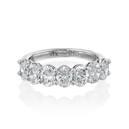 7 Stone 2ct Tatiana Oval Cut Moissanite Ring - Silver