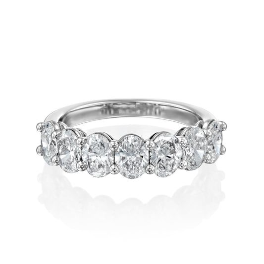 7 Stone 2ct Tatiana Oval Cut Moissanite Ring - Silver