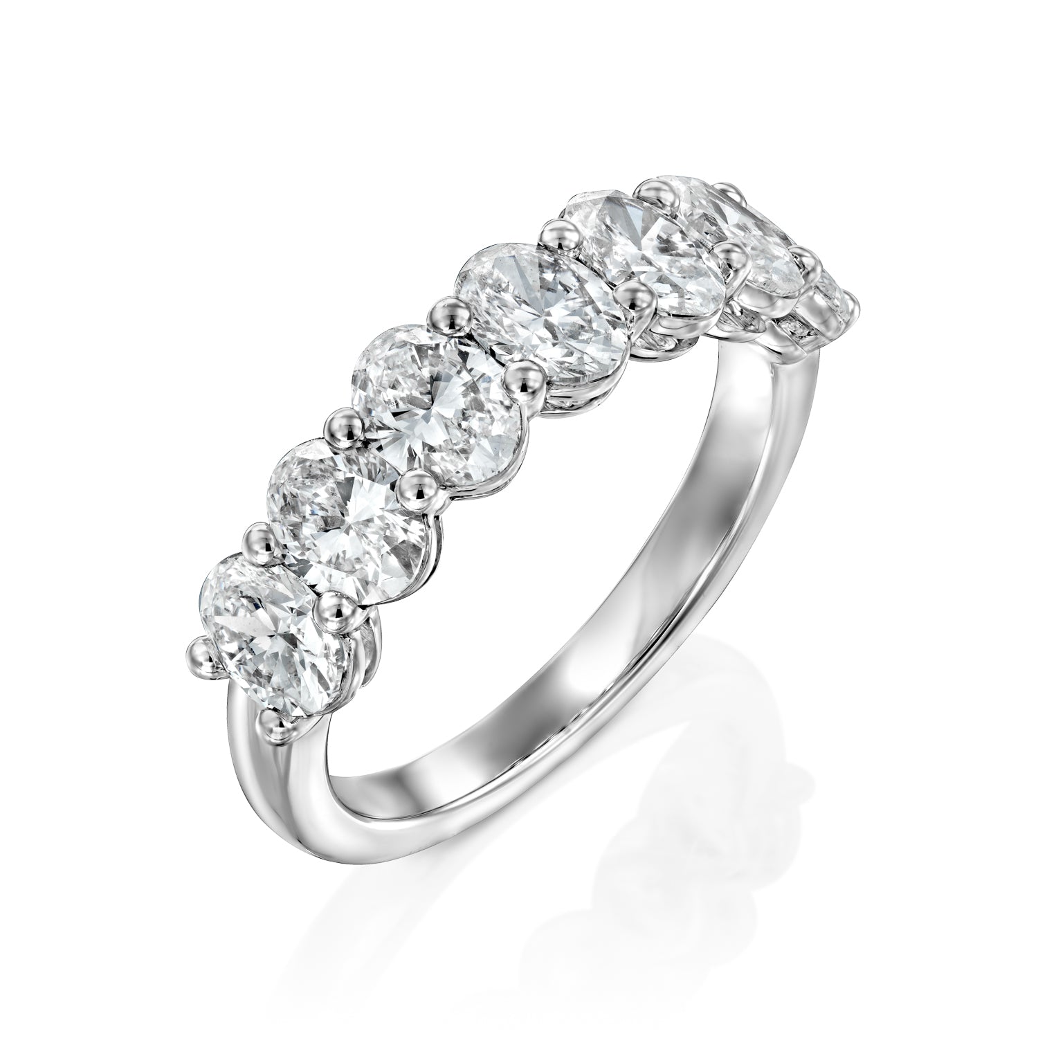 7 Stone 2ct Tatiana Oval Cut Moissanite Ring - Silver