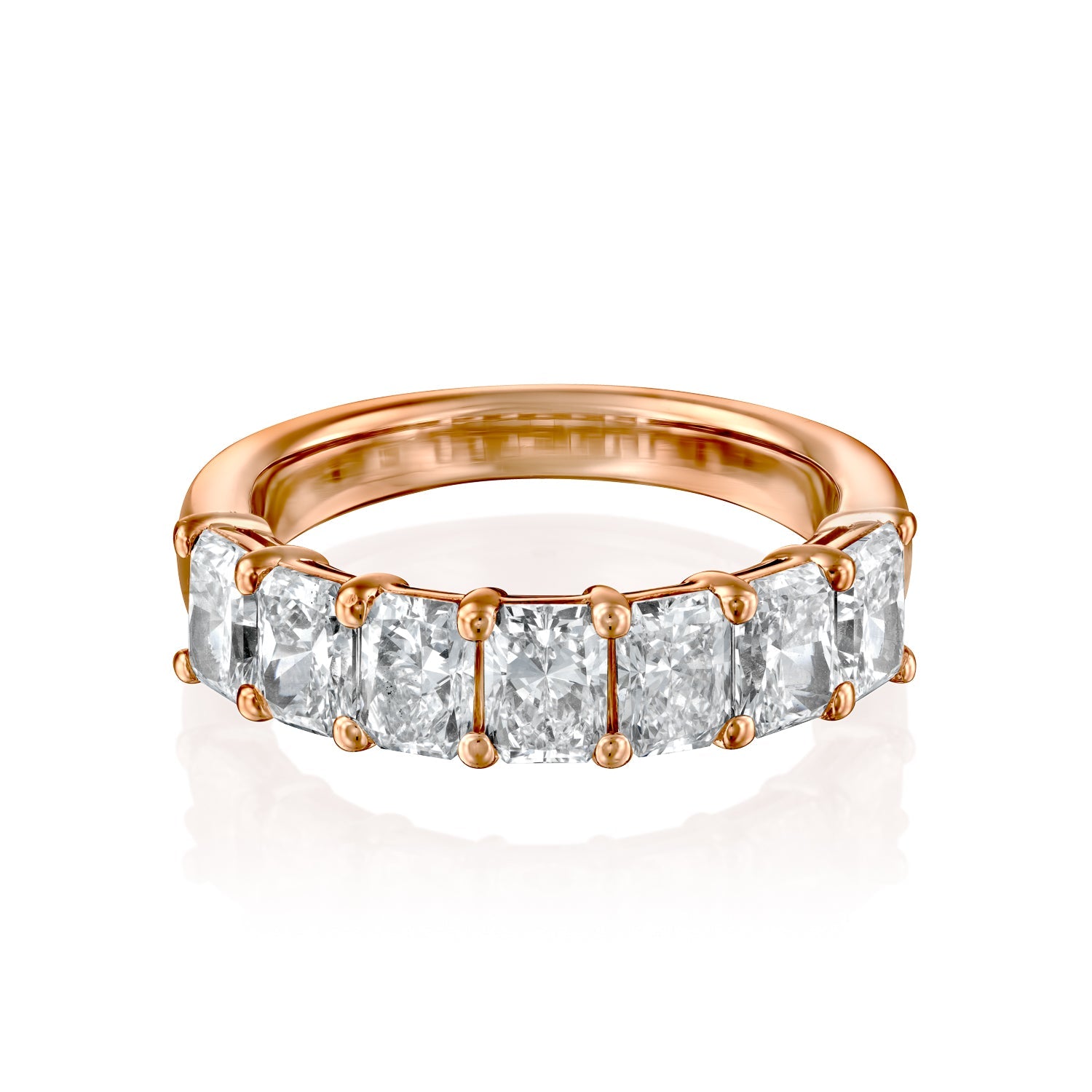 7 Stone 2ct Harmonia Radiant Cut Moissanite Ring - Rose Gold