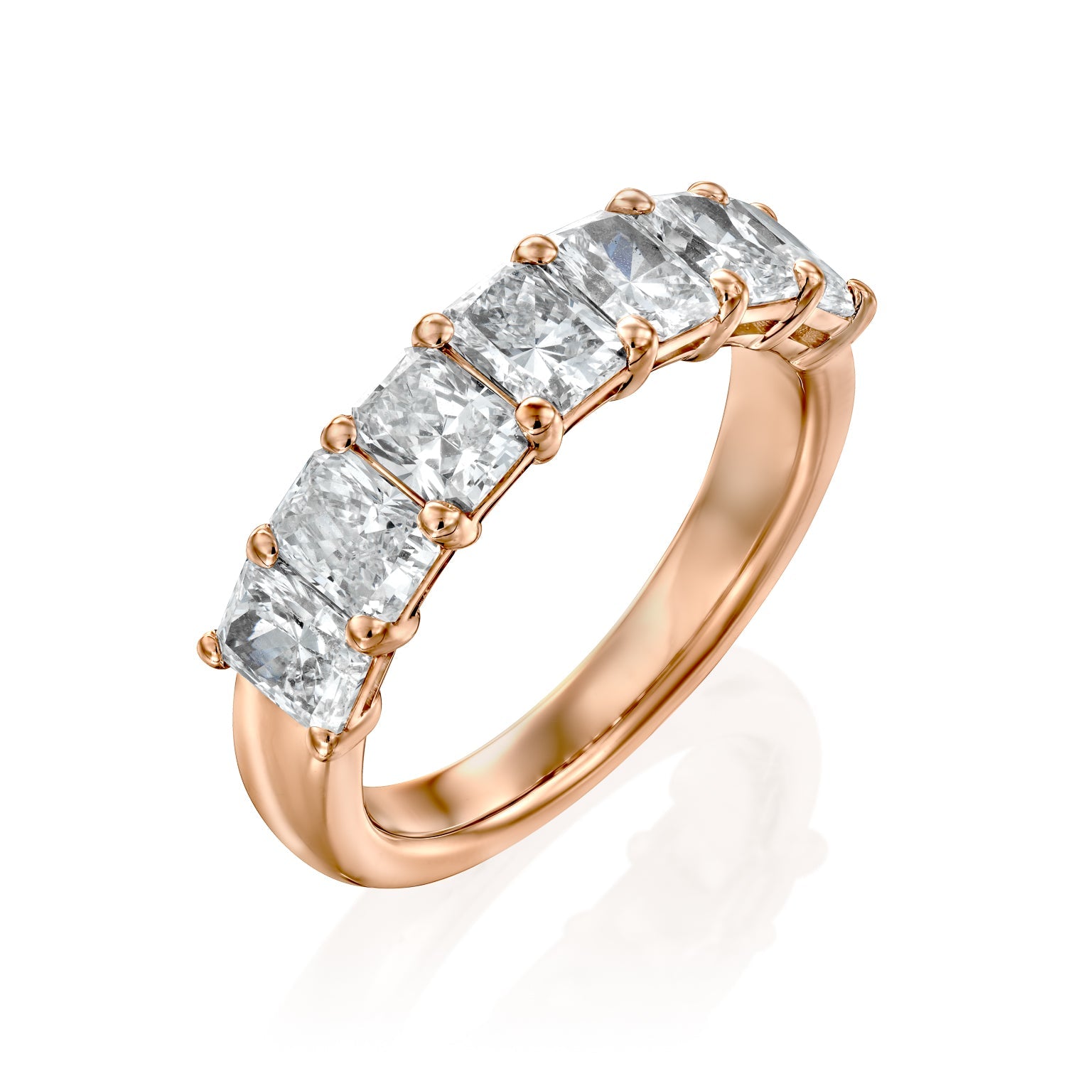 7 Stone 2ct Harmonia Radiant Cut Moissanite Ring - Rose Gold