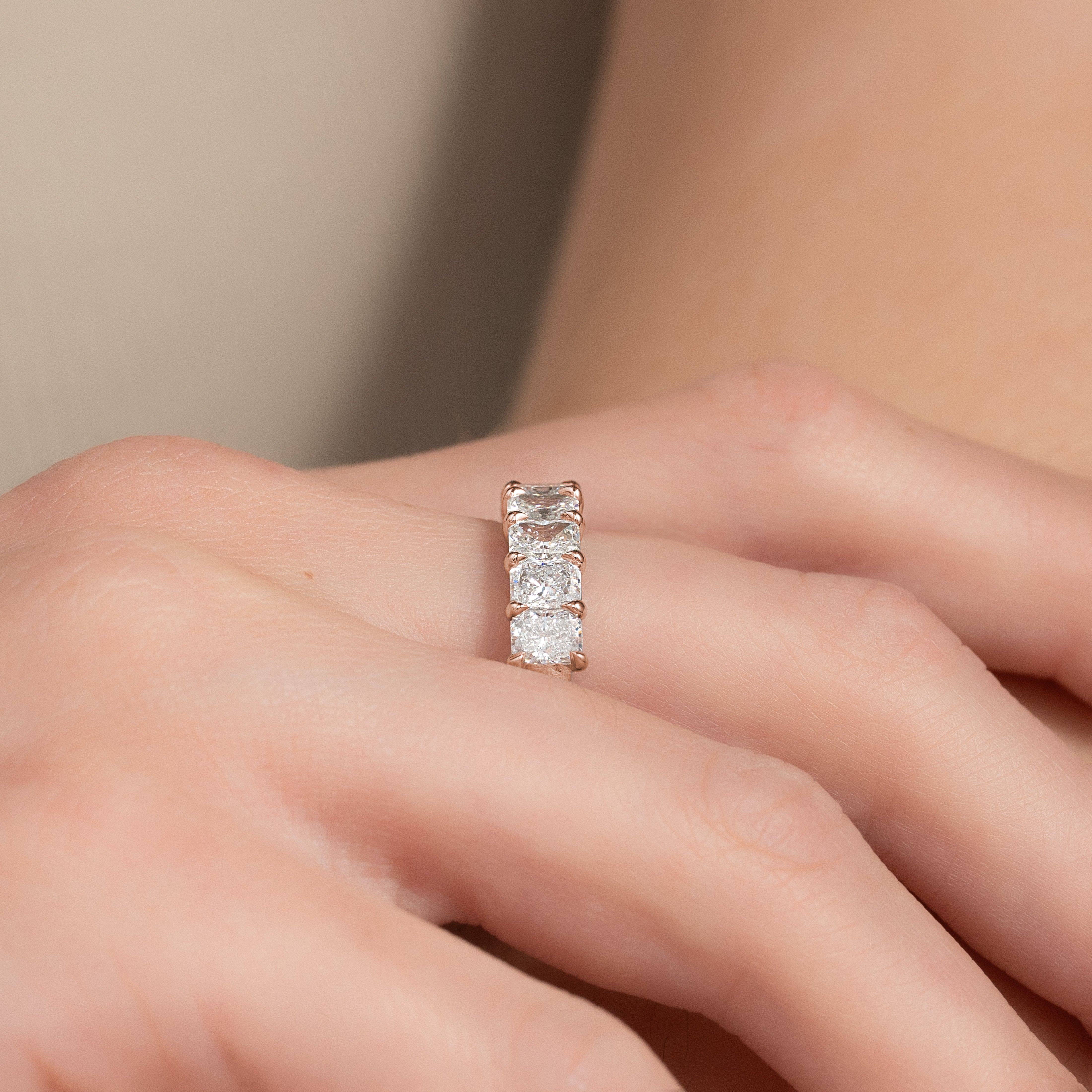 7 Stone 2ct Harmonia Radiant Cut Moissanite Ring - Rose Gold