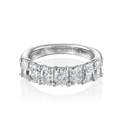 7 Stone 2ct Harmonia Radiant Cut Moissanite Ring - Silver