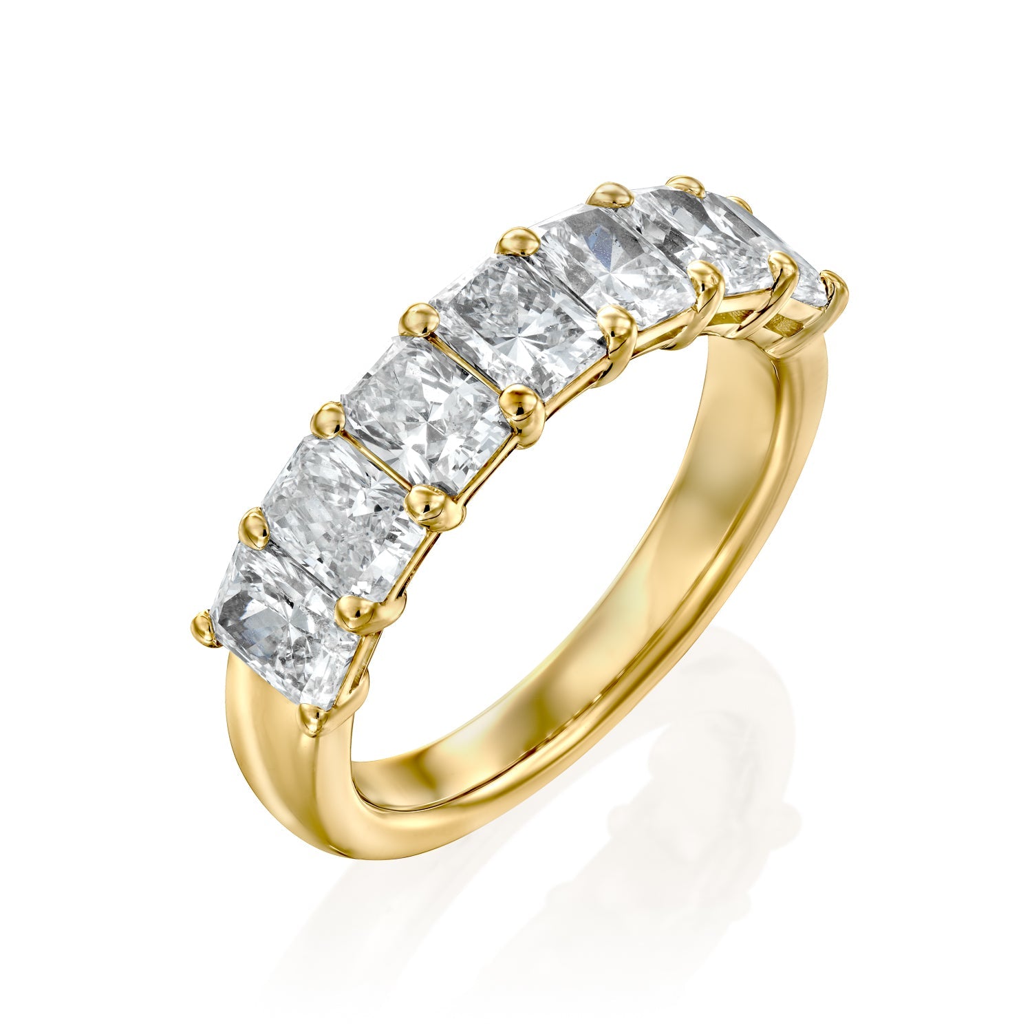 7 Stone 2ct Harmonia Radiant Cut Moissanite Ring - Gold