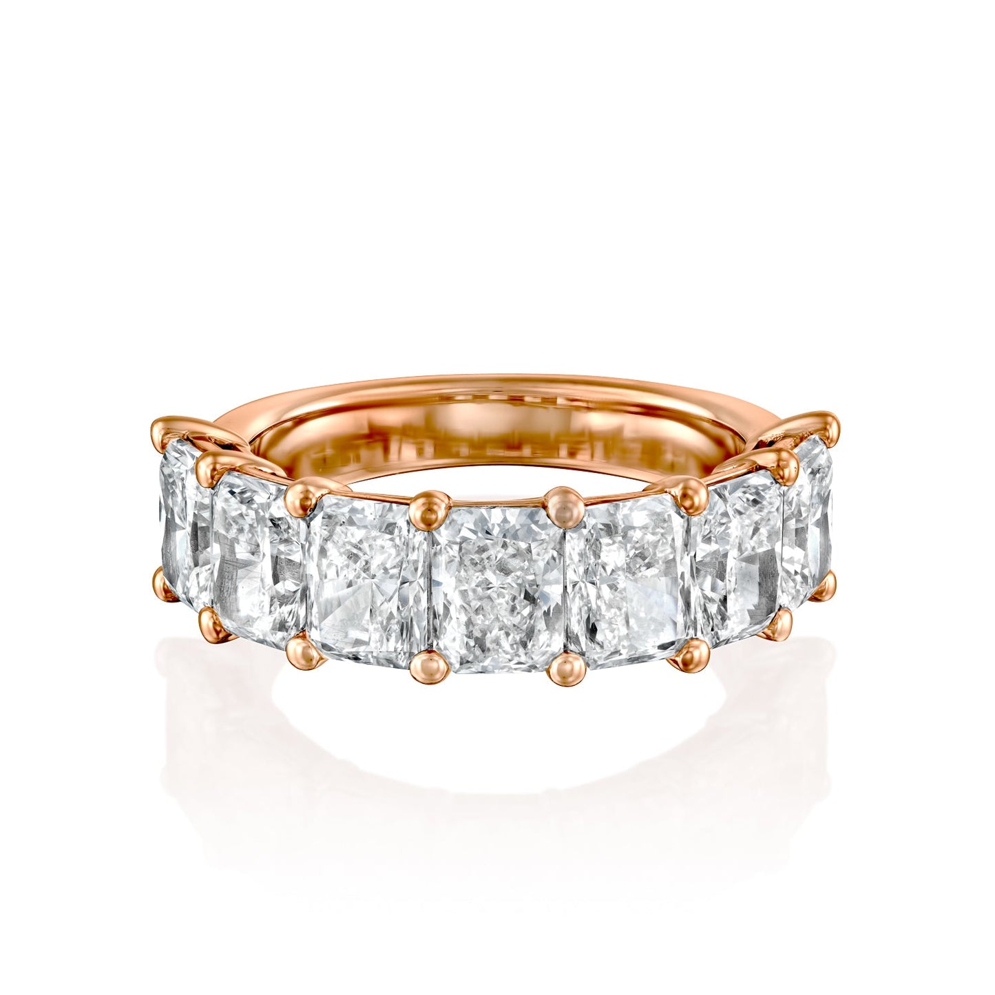 7 Stone 4ct Emile Radiant Cut Moissanite Ring - Rose Gold