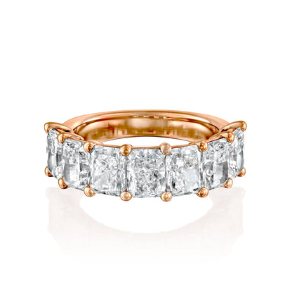 7 Stone 4ct Emile Radiant Cut Moissanite Ring - Rose Gold