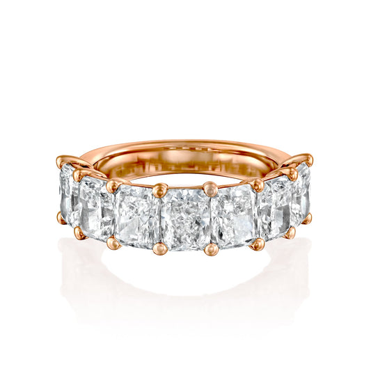 7 Stone 4ct Emile Radiant Cut Moissanite Ring - Rose Gold