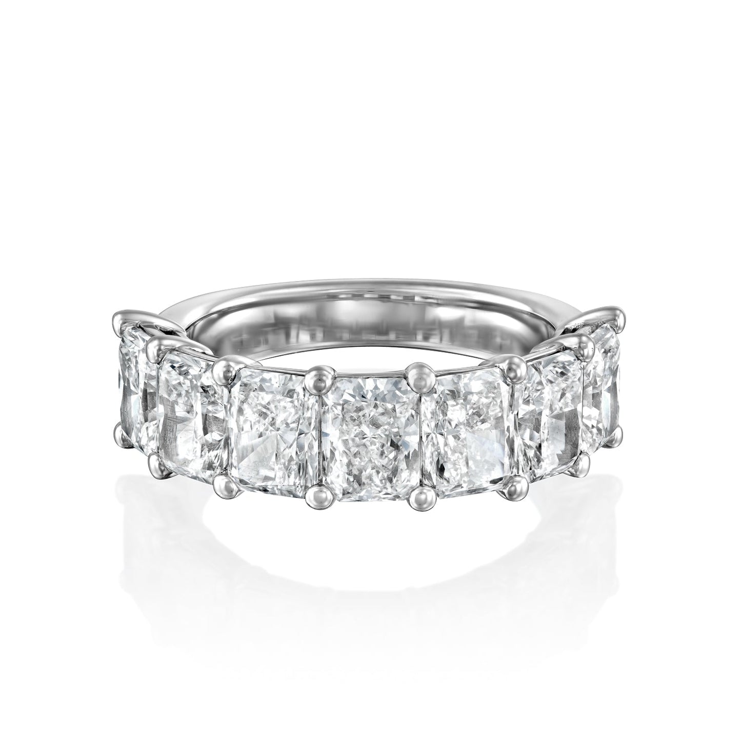 7 Stone 4ct Emile Radiant Cut Moissanite Ring - Silver