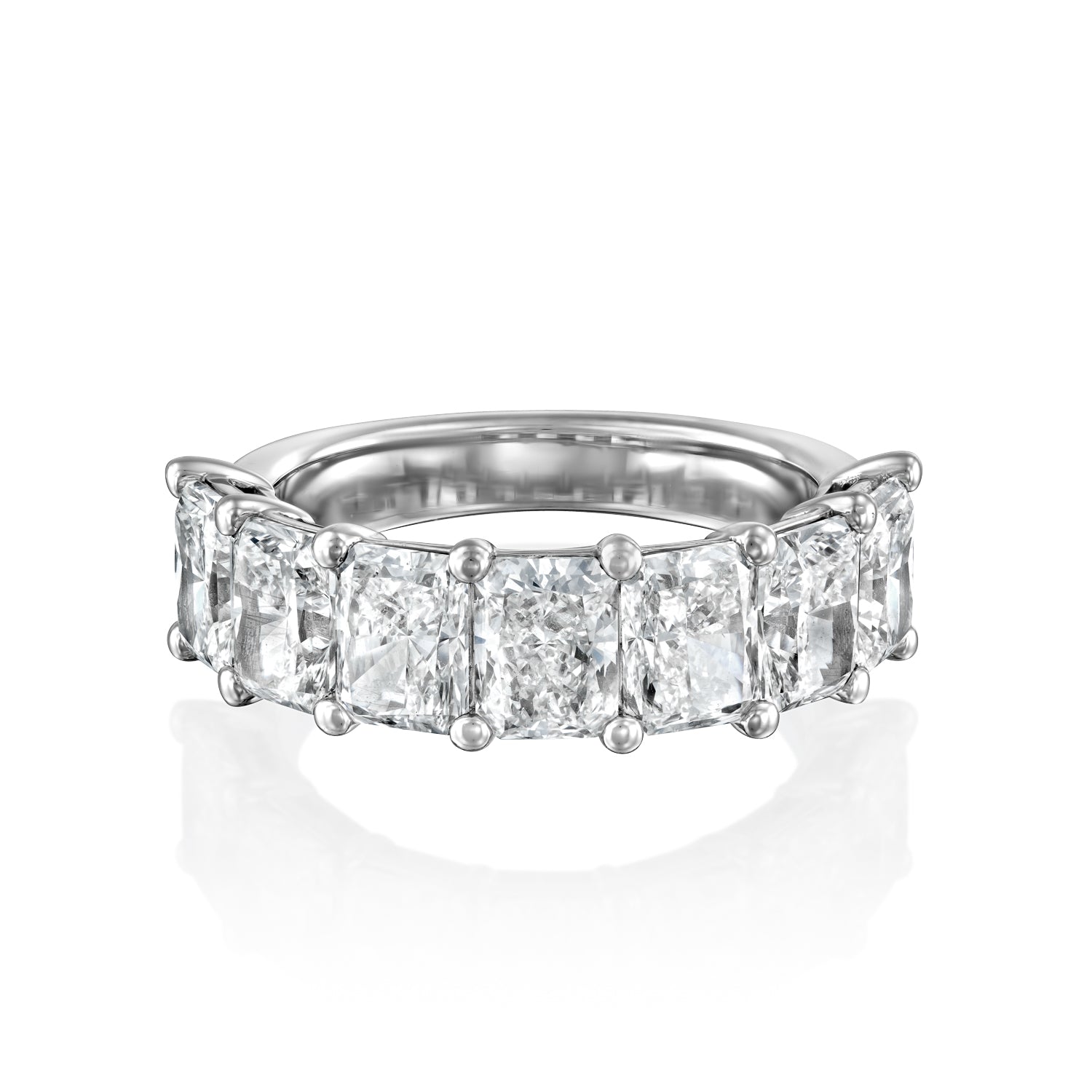 7 Stone 4ct Emile Radiant Cut Moissanite Ring - Silver