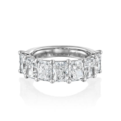 7 Stone 4ct Emile Radiant Cut Moissanite Ring - Silver