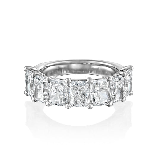 7 Stone 4ct Emile Radiant Cut Moissanite Ring - Silver