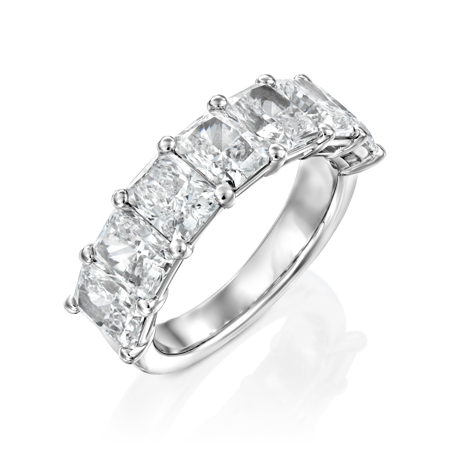 7 Stone 4ct Emile Radiant Cut Moissanite Ring - Silver