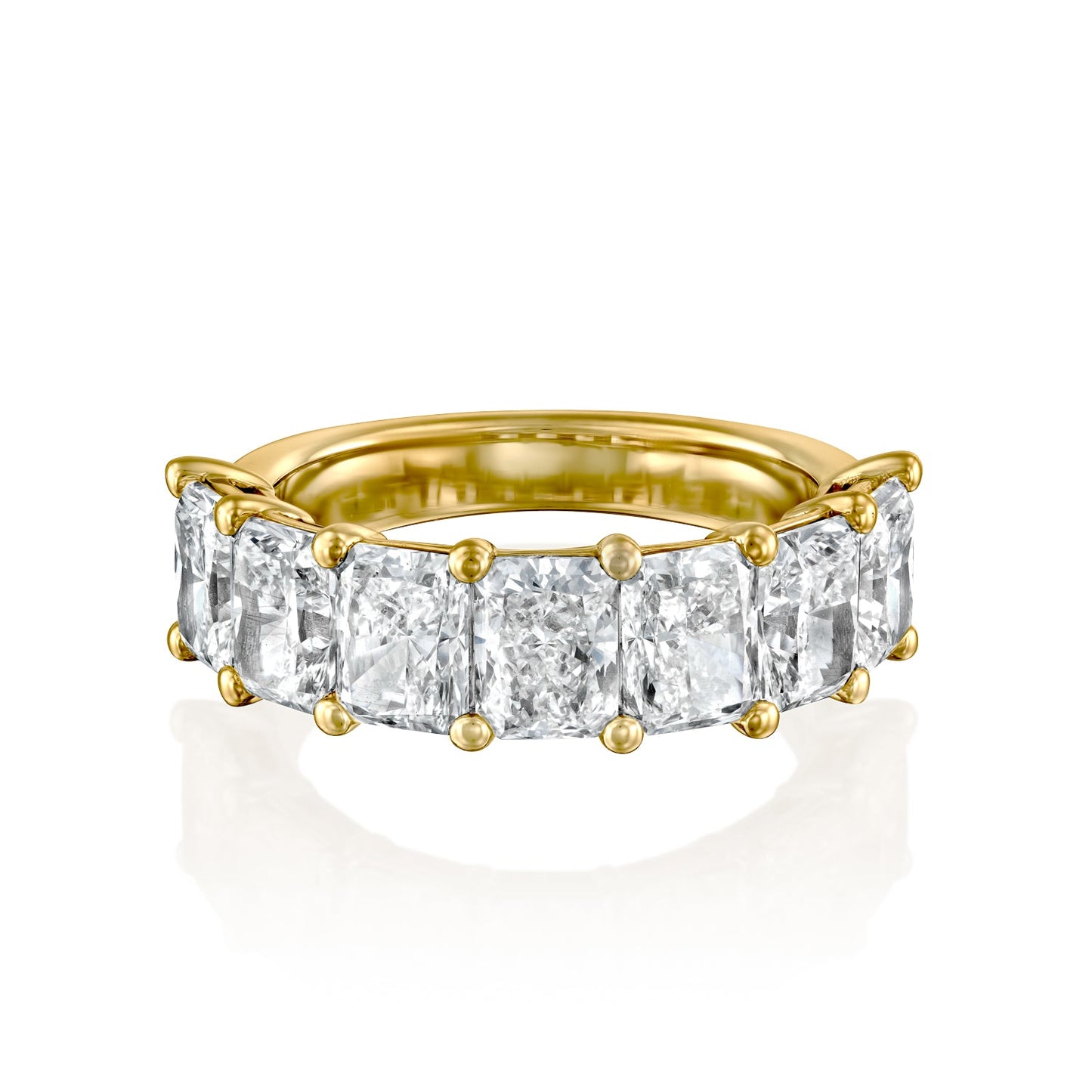 7 Stone 4ct Emile Radiant Cut Moissanite Ring - Gold