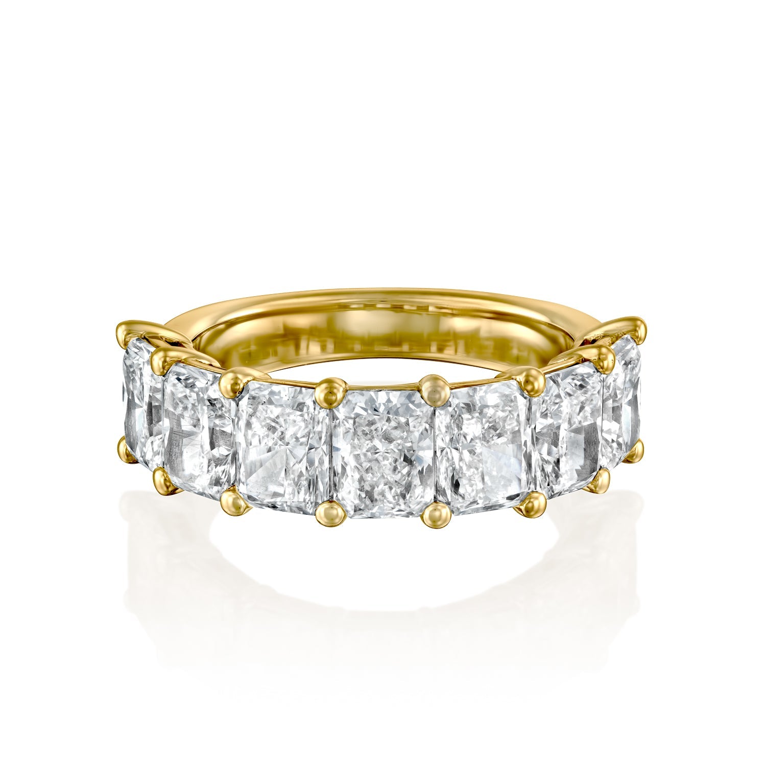 7 Stone 4ct Emile Radiant Cut Moissanite Ring - Gold