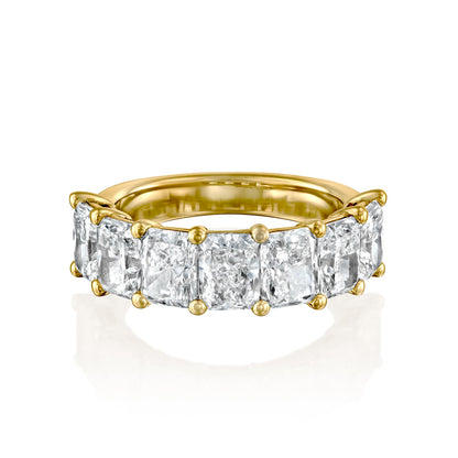 7 Stone 4ct Emile Radiant Cut Moissanite Ring - Gold