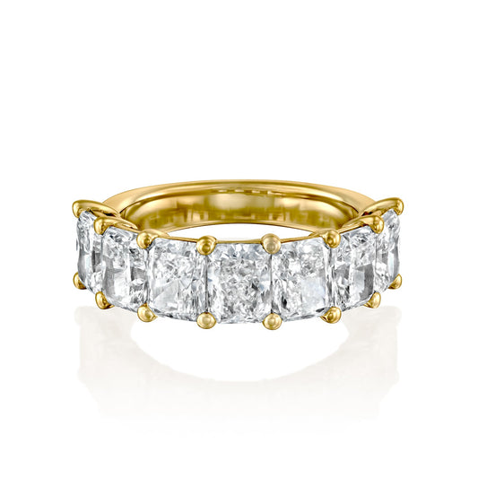 7 Stone 4ct Emile Radiant Cut Moissanite Ring - Gold