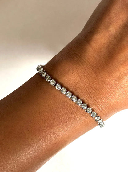 Tennis Bracelet with Bezel For Women (925 Sterling Silver) La Stella Jewels