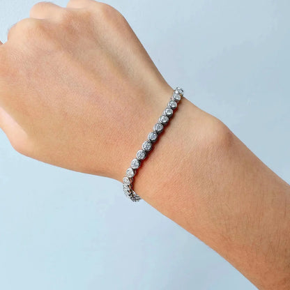 Tennis Bracelet with Bezel For Women (925 Sterling Silver) La Stella Jewels