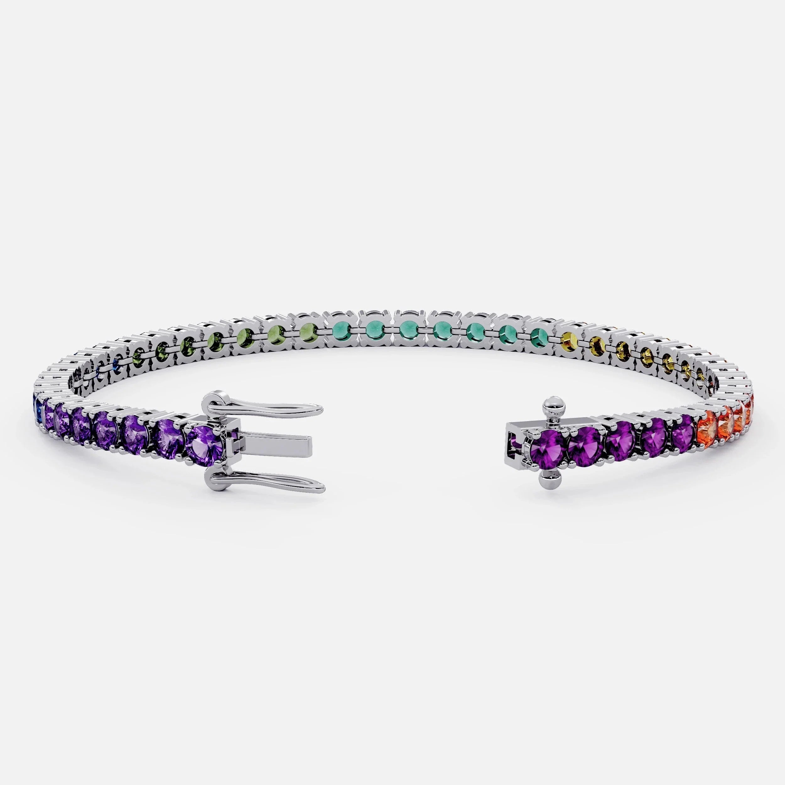 Rainbow Tennis Bracelet For Women (925 Sterling Silver) La Stella Jewels
