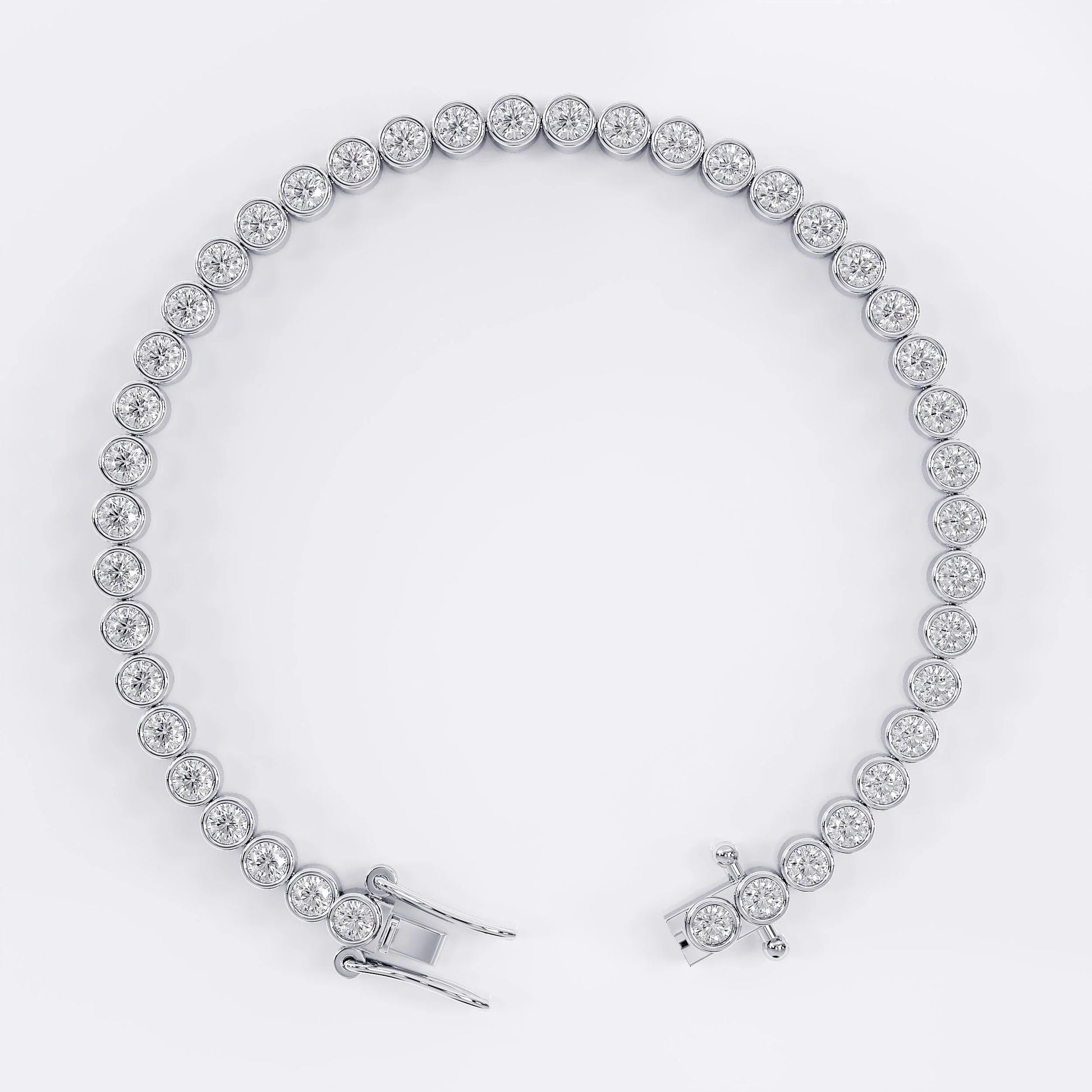 Diamond Tennis Bracelet with Bezel Design - 3mm (925 Sterling Silver) La Stella Jewels