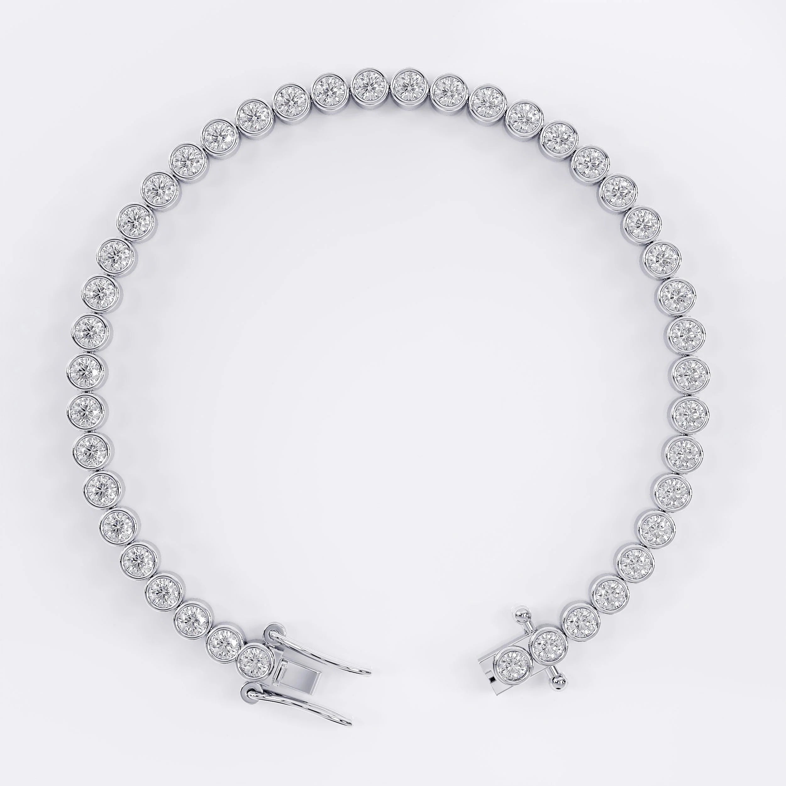 Diamond Tennis Bracelet with Bezel Design - 3mm (925 Sterling Silver) La Stella Jewels