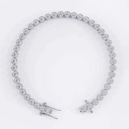 Diamond Tennis Bracelet with Bezel Design - 3mm (925 Sterling Silver) La Stella Jewels