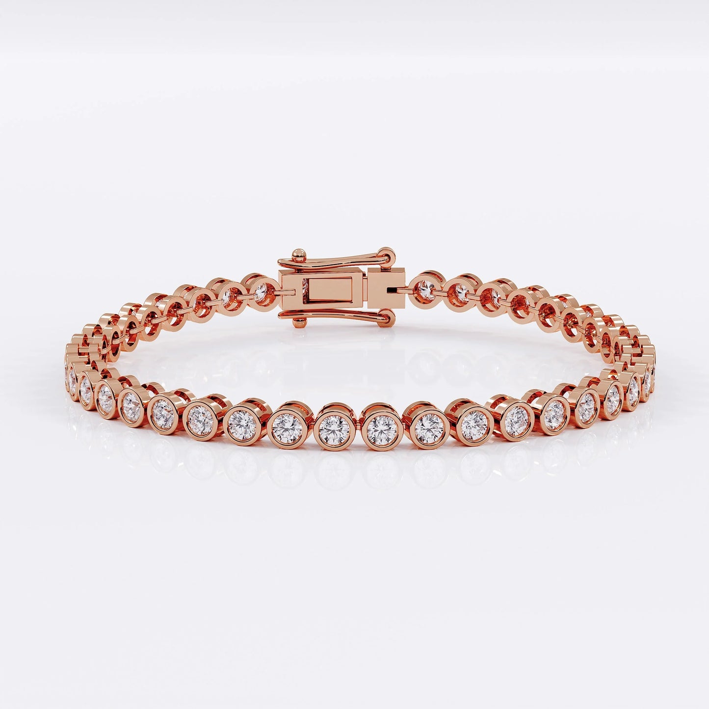 Diamond Tennis Bracelet with Bezel Design - 3mm (925 Sterling Silver) La Stella Jewels