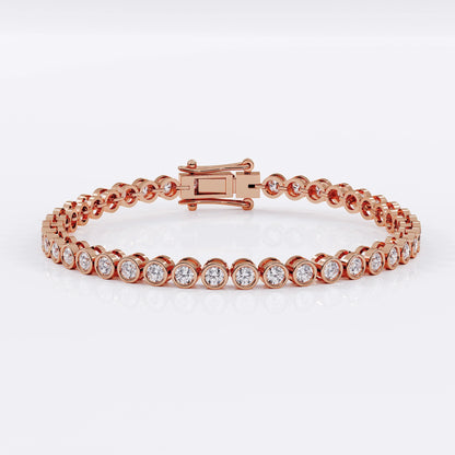 Diamond Tennis Bracelet with Bezel Design - 3mm (925 Sterling Silver) La Stella Jewels