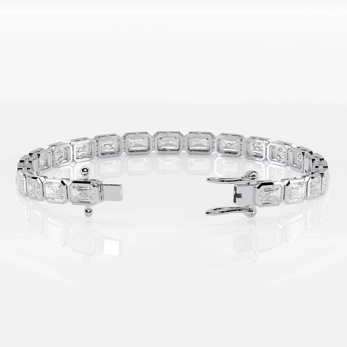 Bezel Emerald Cut Diamond Tennis Bracelet For Women La Stella Jewels