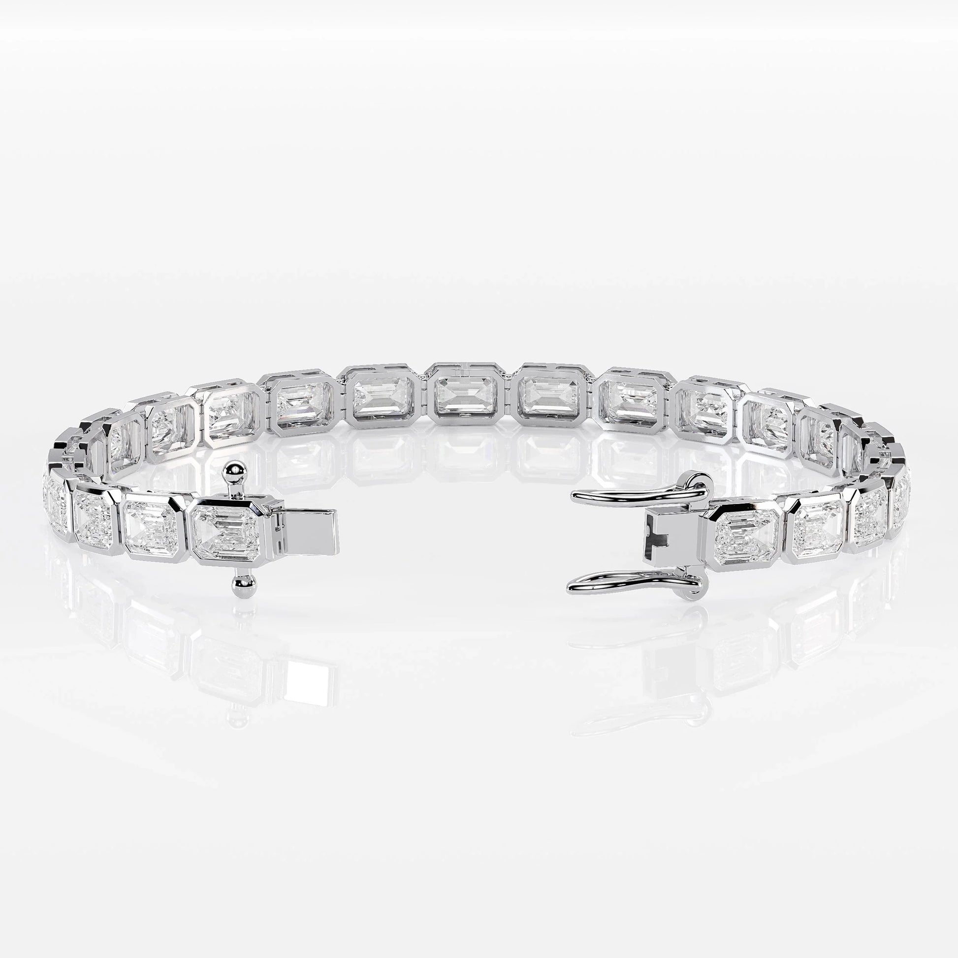 Bezel Emerald Cut Diamond Tennis Bracelet For Women La Stella Jewels