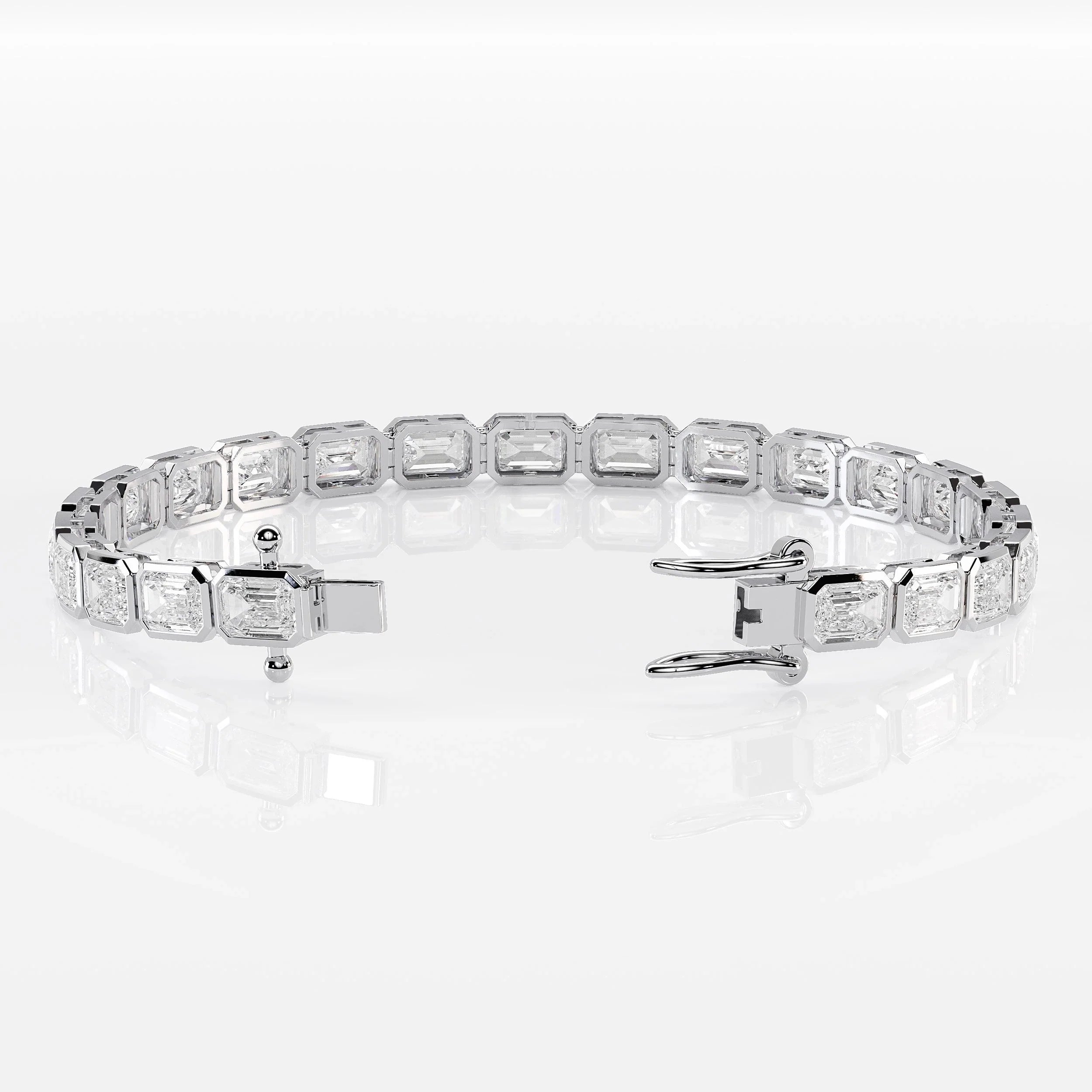 Bezel Emerald Cut Diamond Tennis Bracelet For Women La Stella Jewels