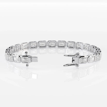 Bezel Emerald Cut Diamond Tennis Bracelet For Women La Stella Jewels