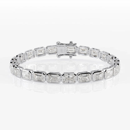 Bezel Emerald Cut Diamond Tennis Bracelet For Women La Stella Jewels
