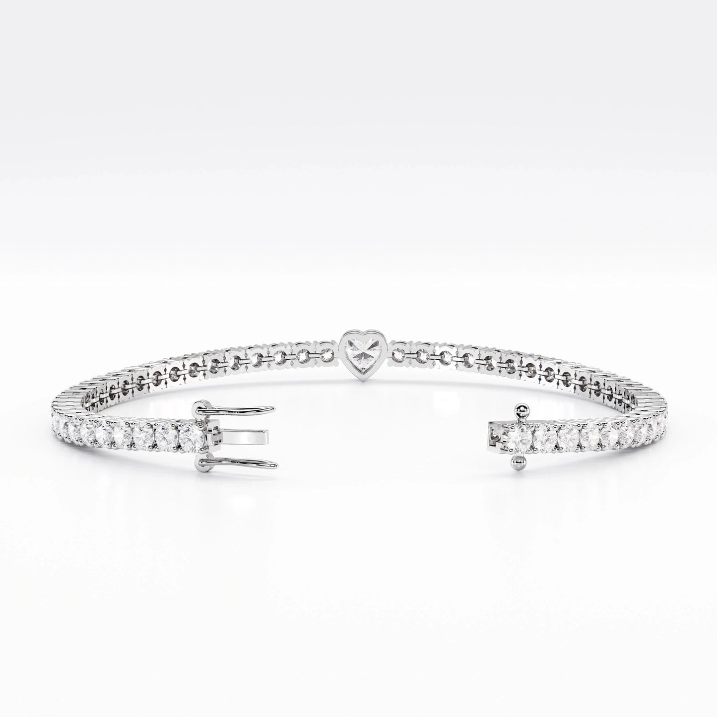 Heart Tennis Bracelet For Women (925 Sterling Silver) La Stella Jewels