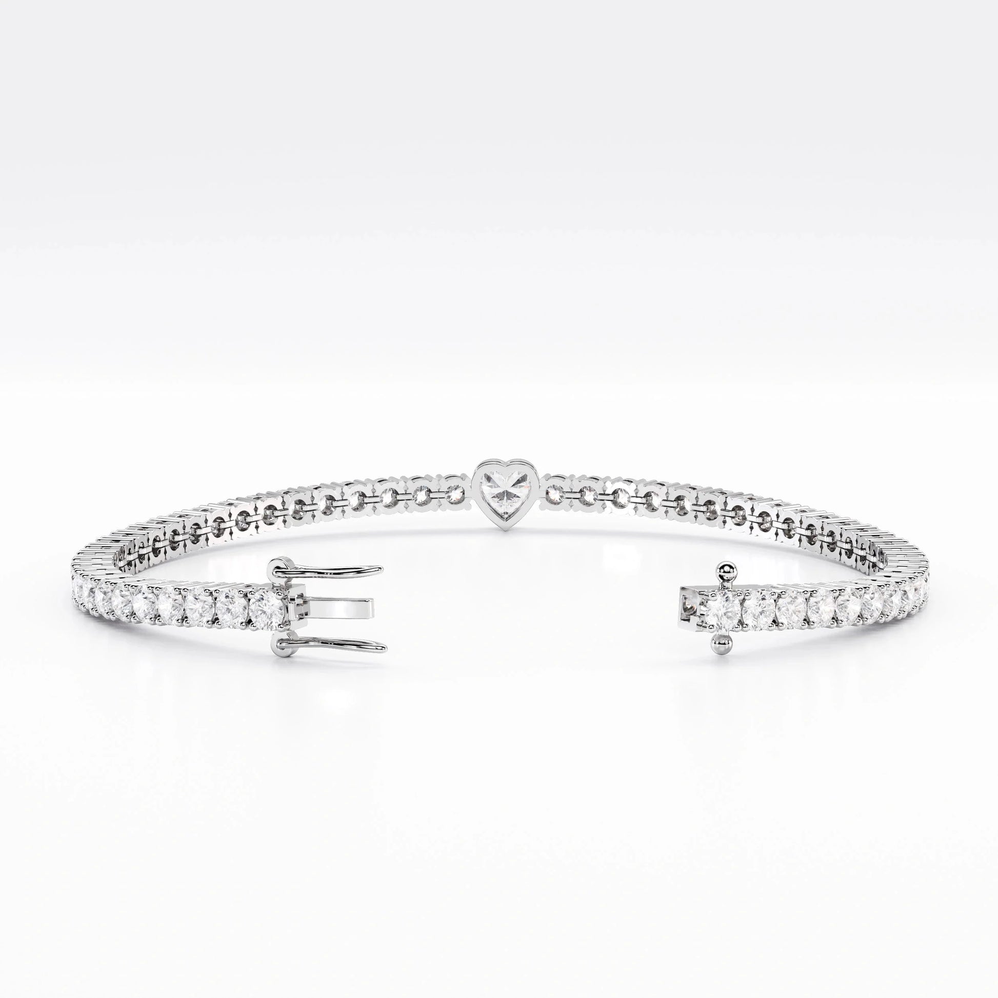 Heart Tennis Bracelet For Women (925 Sterling Silver) La Stella Jewels