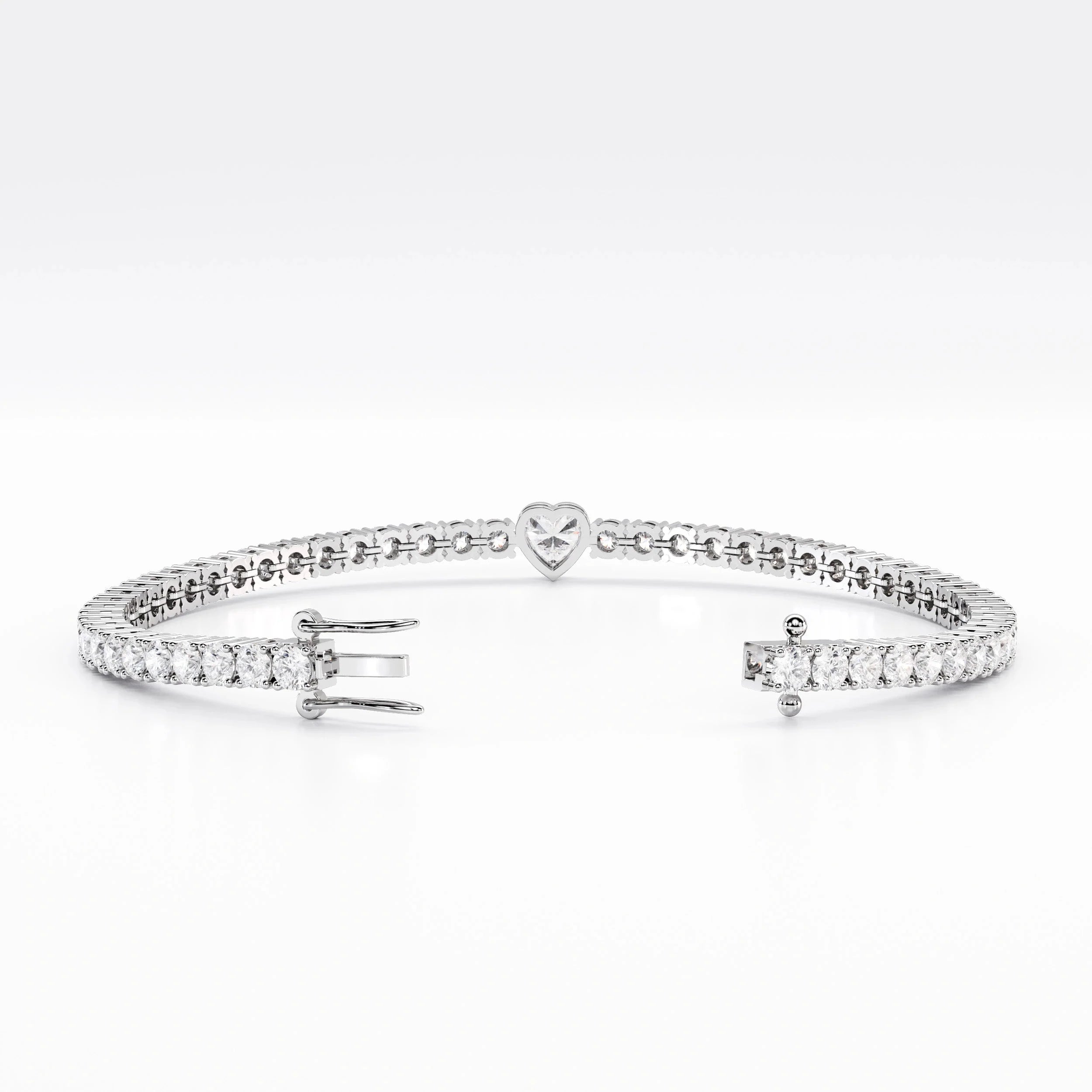Heart Tennis Bracelet For Women (925 Sterling Silver) La Stella Jewels