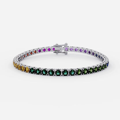 Rainbow Tennis Bracelet For Women (925 Sterling Silver) La Stella Jewels