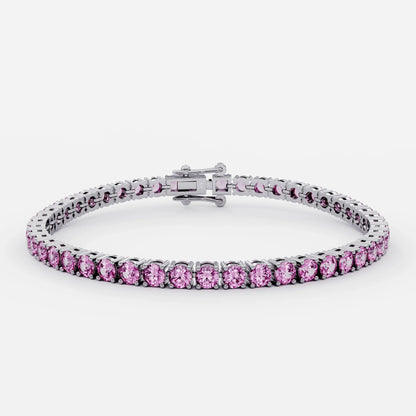 Pink Matrix Tennis Bracelet (925 Sterling Silver) La Stella Jewels