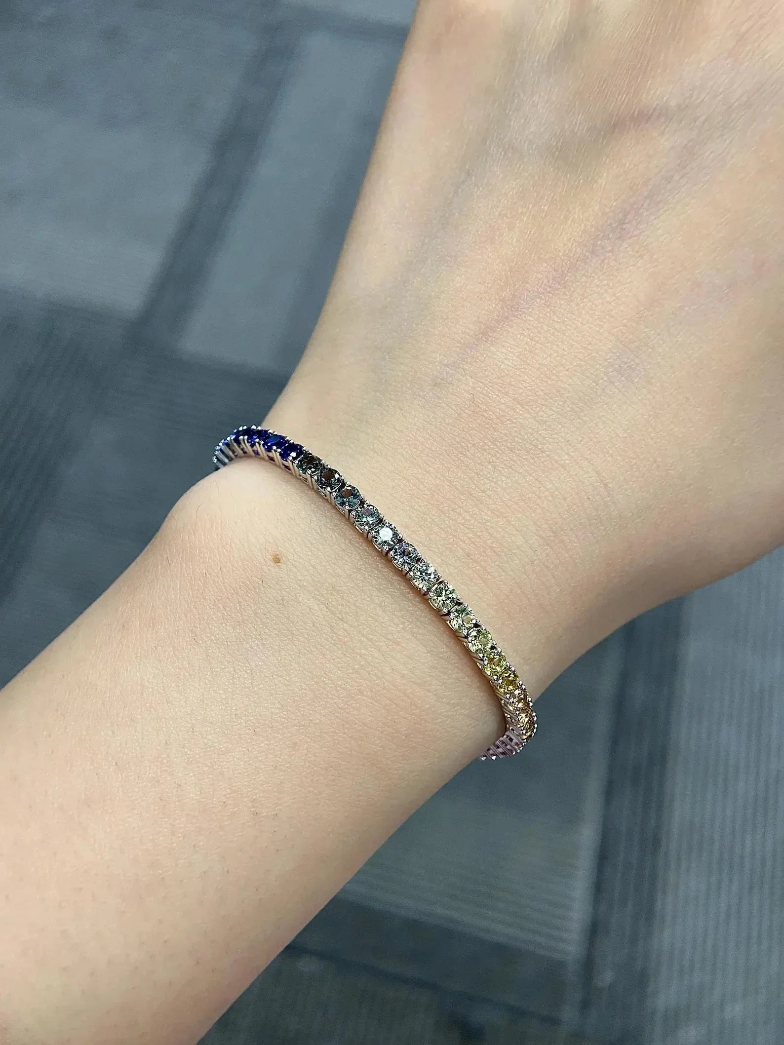 Rainbow Tennis Bracelet For Women (925 Sterling Silver) La Stella Jewels