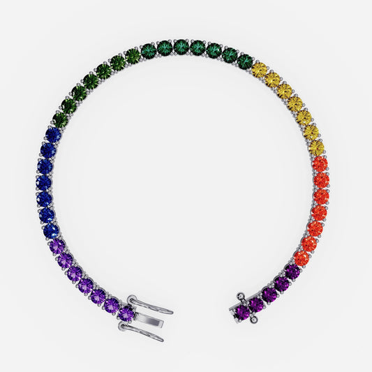 Rainbow Tennis Bracelet For Women (925 Sterling Silver) La Stella Jewels
