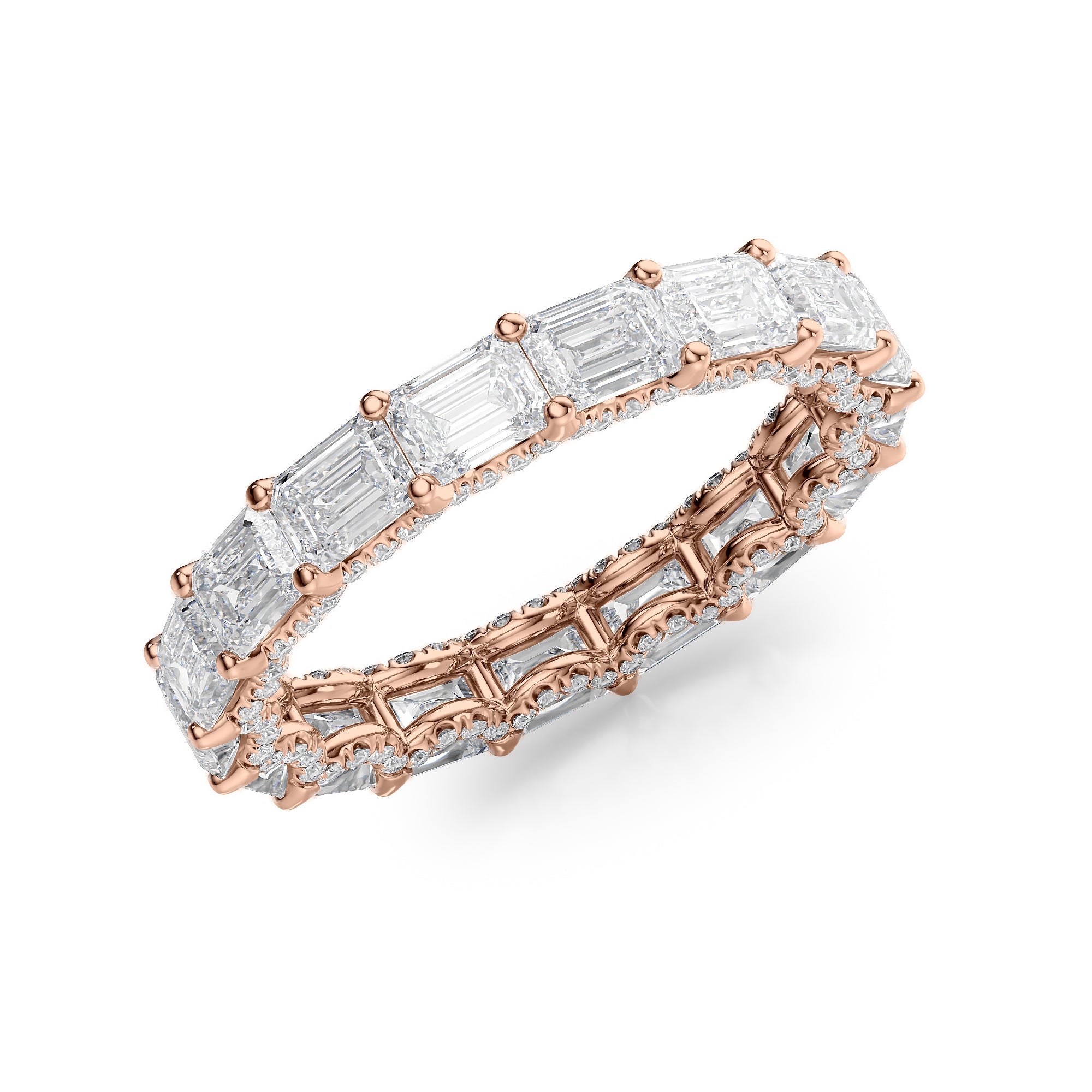 4.3ct Arietta Emerald Cut Moissanite Ring - Rose Gold
