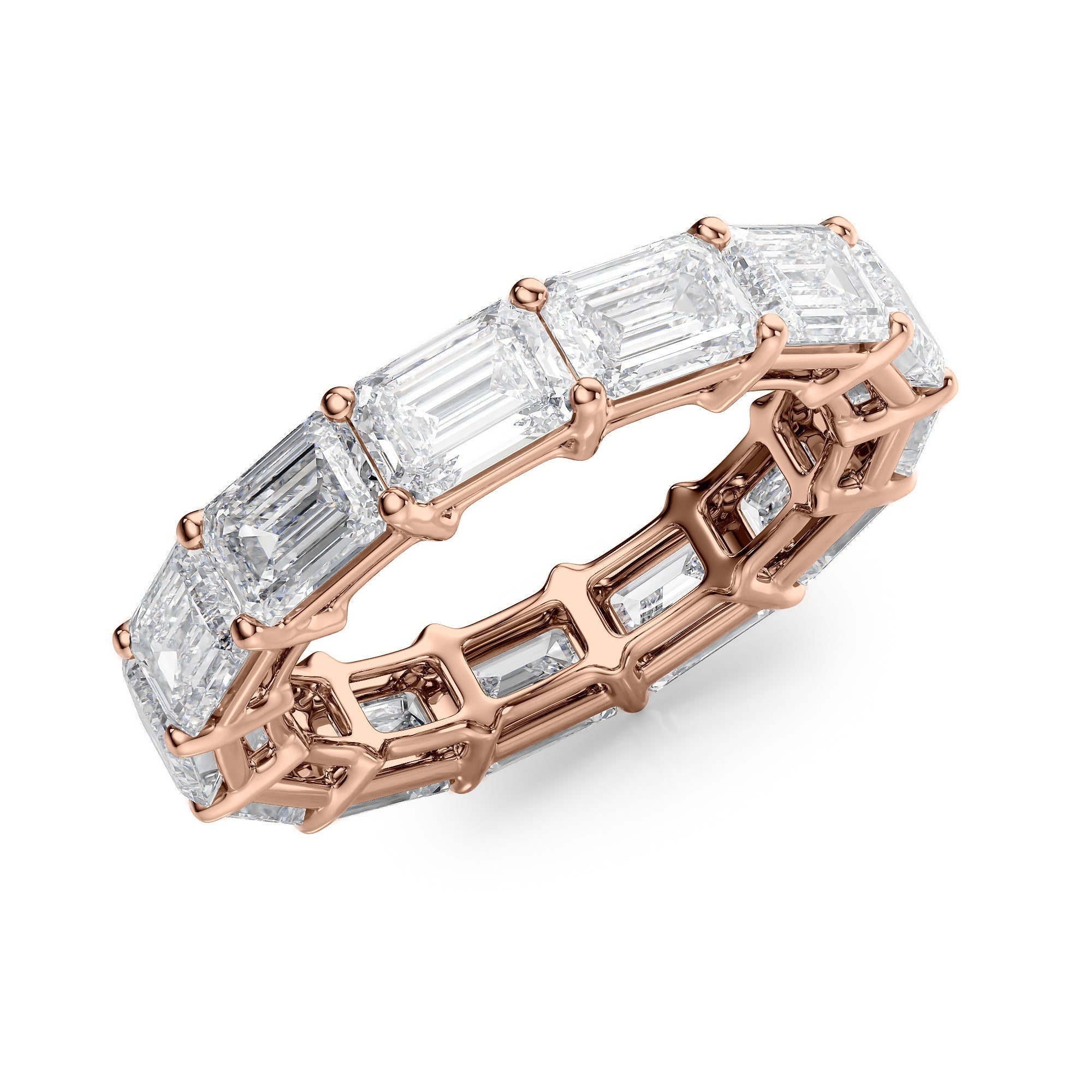 6ct Sarona Emerald Cut Moissanite Ring - Rose Gold