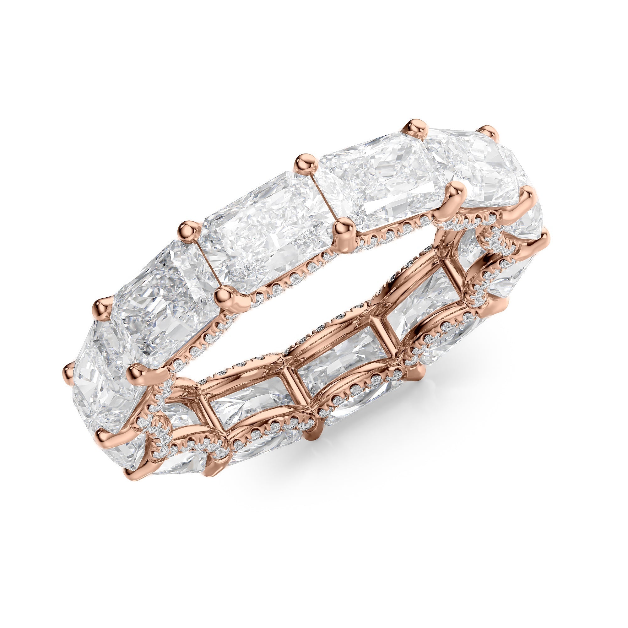 6.3ct Rirara Radiant Cut Moissanite Ring - Rose Gold