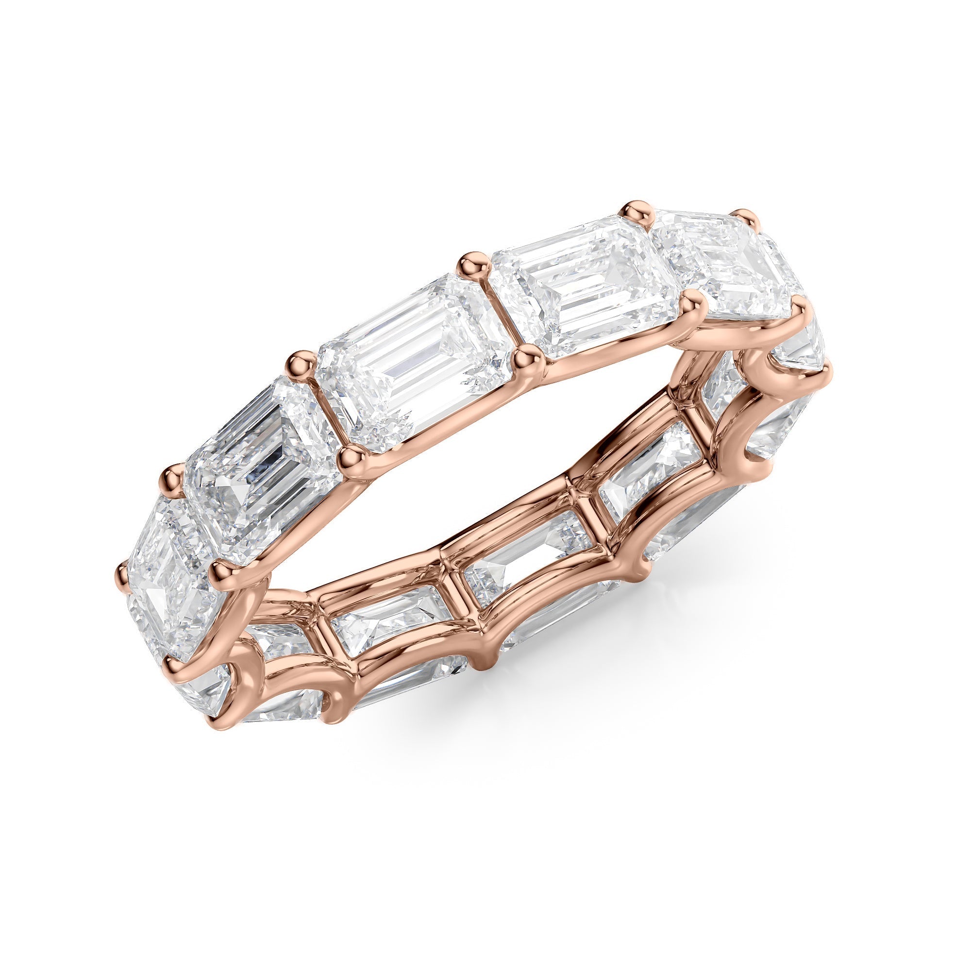 6ct Stefanida Emerald Cut Moissanite Ring - Rose Gold