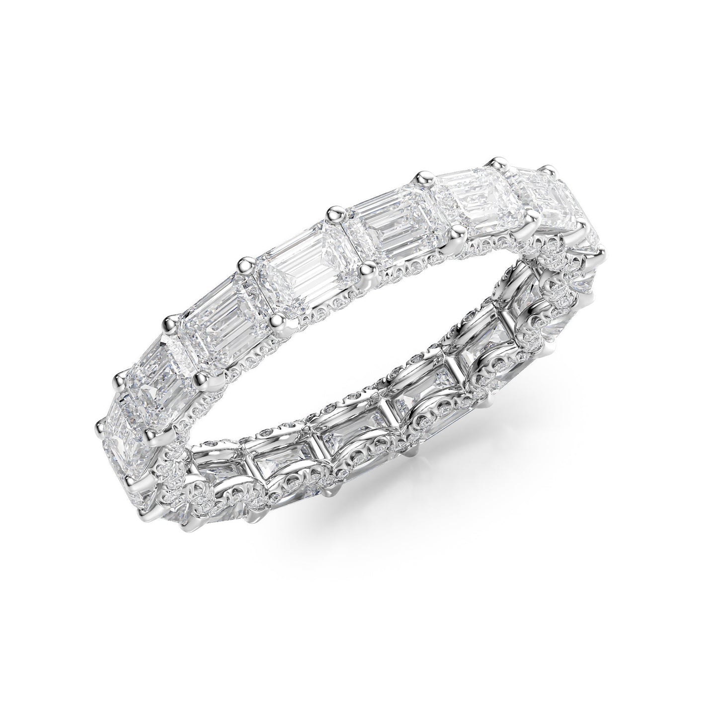 4.3ct Arietta Emerald Cut Moissanite Ring - Silver