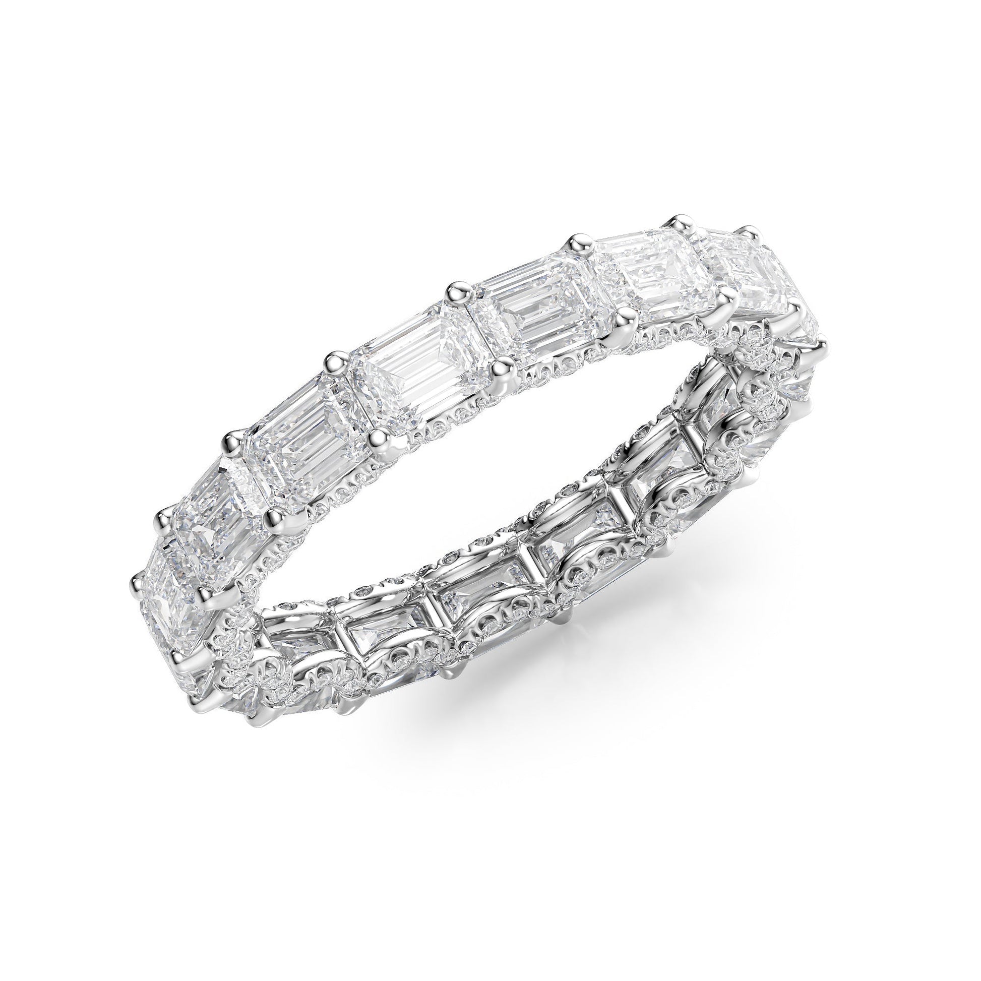 4.3ct Arietta Emerald Cut Moissanite Ring - Silver